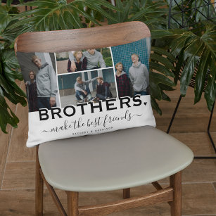 BROTHERS Quote & Photo Collage Gift Decorative Cushion