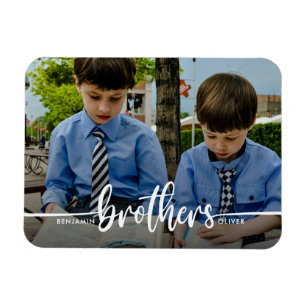 Brothers Script Modern Photo Magnet