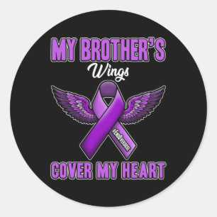 Brother's Wings Cover My Heart End Overdose Classic Round Sticker