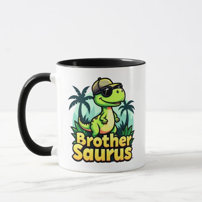 Brothersaurus – Fun Cartoon Dinosaur Brother v3 Mug (Left)