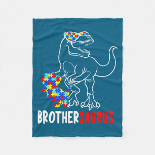 Brothersaurus T Rex Dinosaur Autism Awareness Brot Fleece Blanket