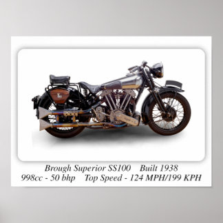 Brough Superior SS100 Motorcycle - A3 Size Print