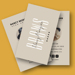 Brow Artist Minimalist  Beige Profile Photo  Business Card