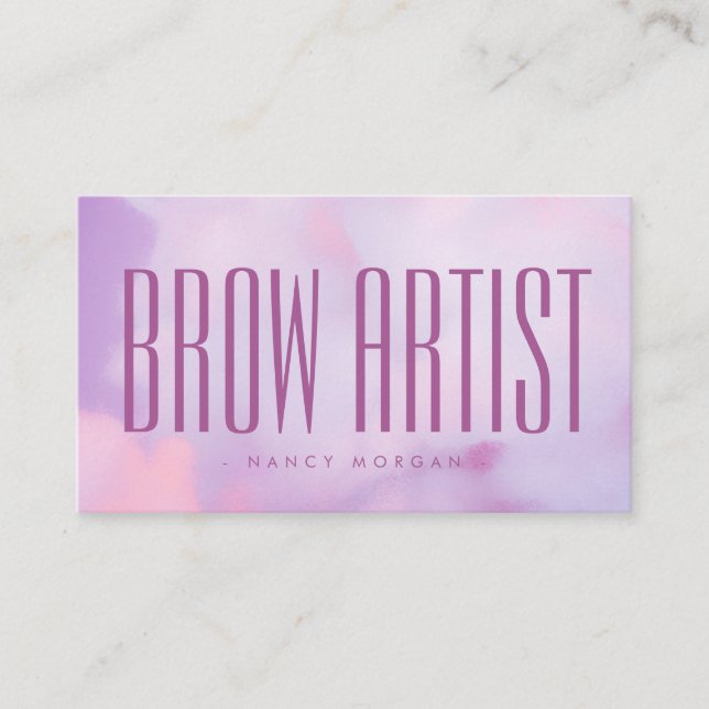 Brow Artist Purple Pastel Holographic  Business Card (Front)