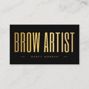 Brow Artist QR Code & Logo Black And Gold  Business Card