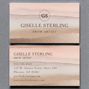 Brow Artist Rose Gold Blush Beige Watercolor Business Card