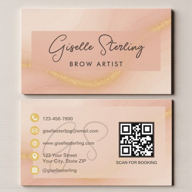 Brow Artist Watercolor QR Code Business Card (Creator Uploaded)