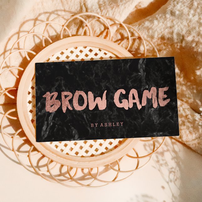 Brow game faux rose gold typography marble loyalty (Creator Uploaded)