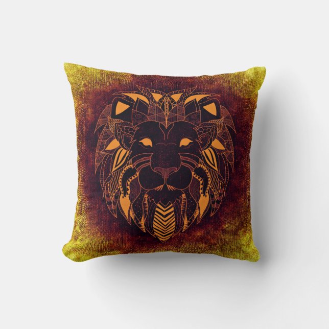 Brow Lion, Ornamental Lion Pillow (Front)