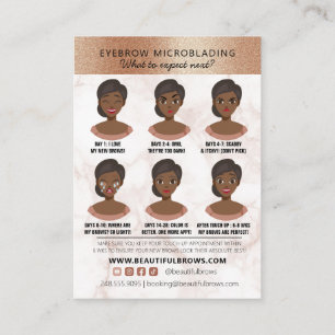Brow Microblading Aftercare & Appointment Marble   Business Card