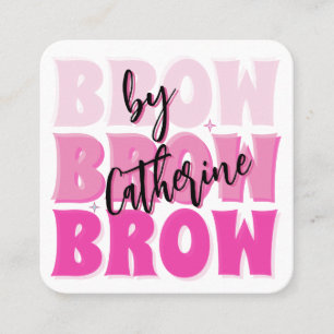 Brow Salon  Qr Code Bold Pink Retro Business card