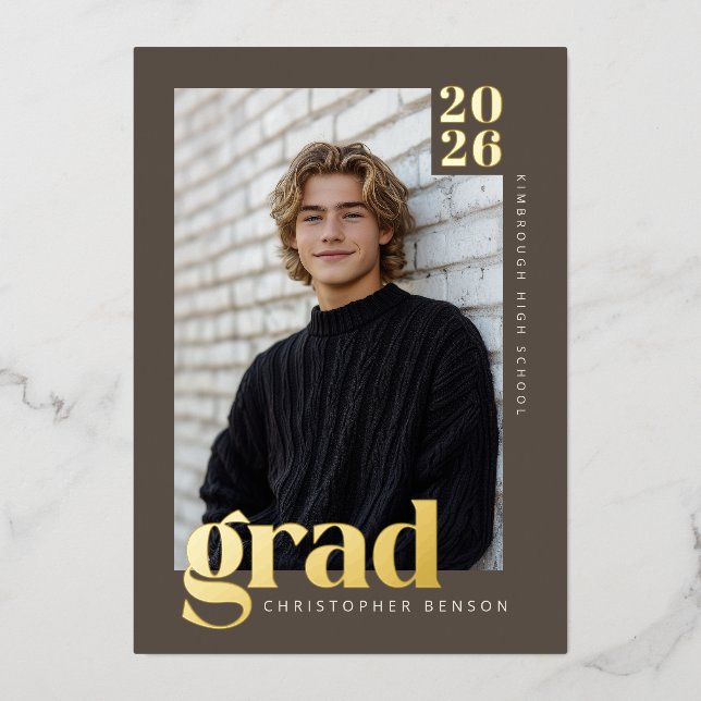 Brown 2026 Modern 4 Photo Graduation Gold (Front)