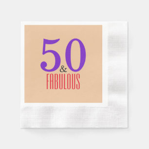 Brown 50 And Fabulous Birthday Napkin