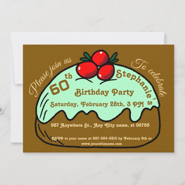 Brown 60th Birthday Party Choco Doughnut Dessert Invitation (Front)