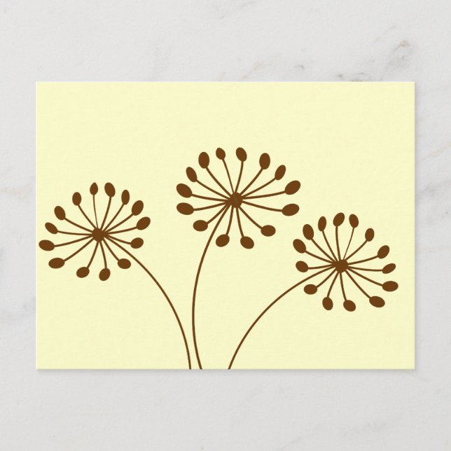 Brown Abstract Dandelion Floral Postcard (Front)