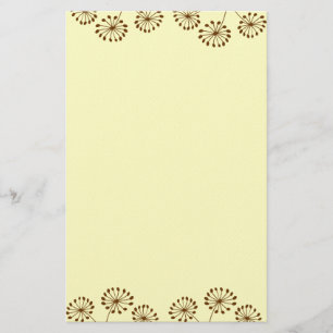 Brown Abstract Dandelion Floral Stationery