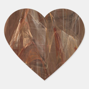 Brown Abstract Fractal Heart Sticker