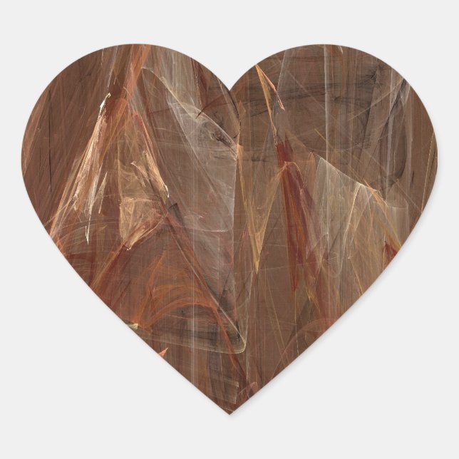 Brown Abstract Fractal Heart Sticker (Front)