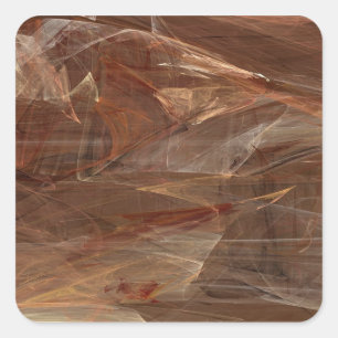 Brown Abstract Fractal Square Sticker