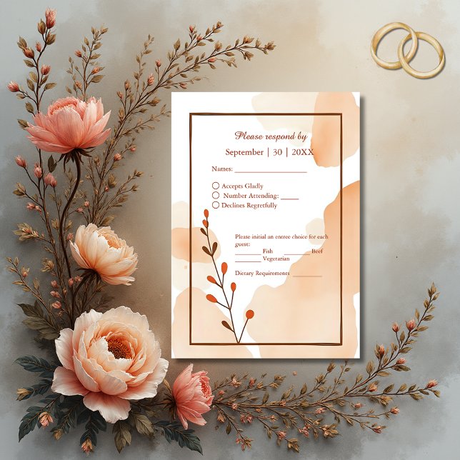 brown abstract rustic Boho Watercolor Frame  RSVP Card (Creator Uploaded)