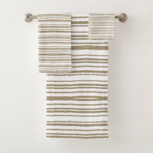 Brown Abstract Stripes Modern Minimalist Bath Towel Set