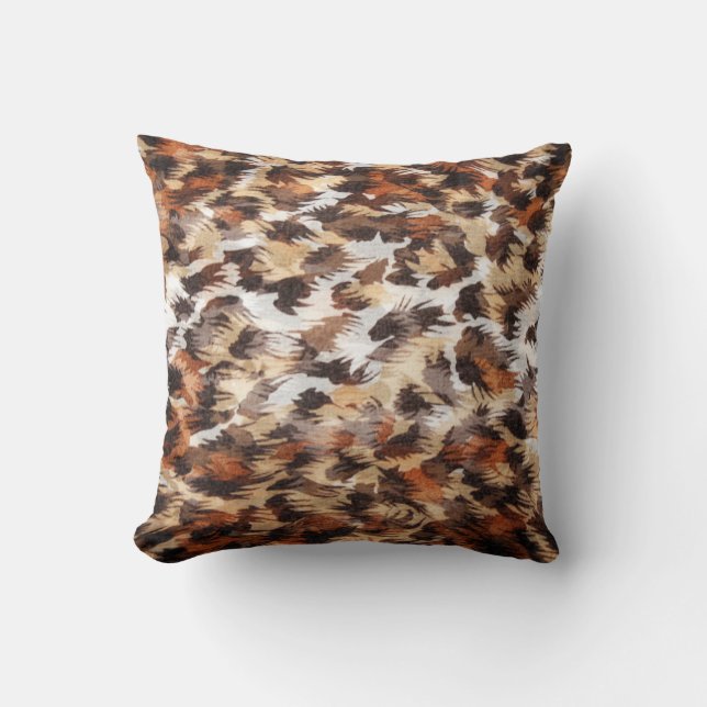 Brown Abstract Throw Pillow (Front)