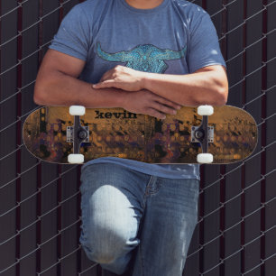 Brown Abstract Urban Decay Personalised Skateboard