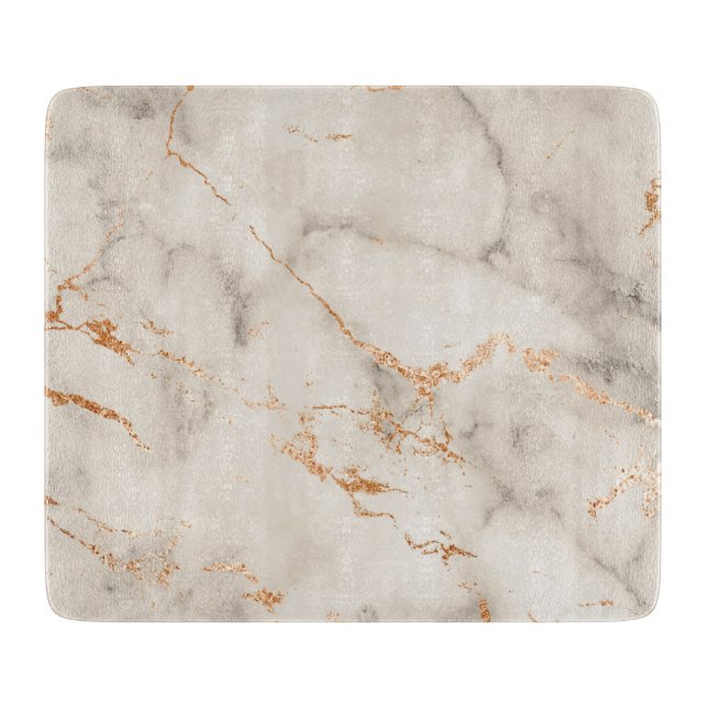 Brown Accents and White Abstract Pattern Cutting Board (Front)