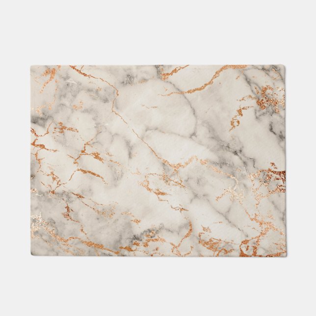 Brown Accents and White Abstract Pattern Doormat (Front)