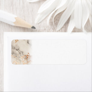 Brown Accents and White Abstract Pattern Return Address Label