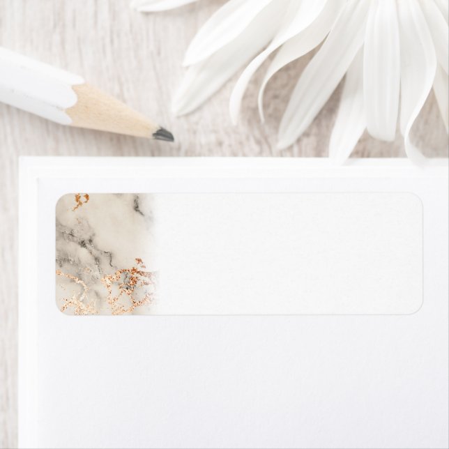 Brown Accents and White Abstract Pattern Return Address Label (Insitu)
