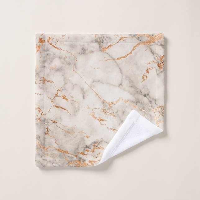 Brown Accents and White Abstract Pattern Wash Cloth (Wash Cloth)