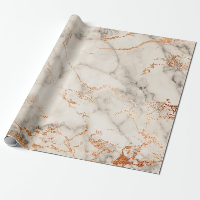 Brown Accents and White Abstract Pattern Wrapping Paper (Unrolled)