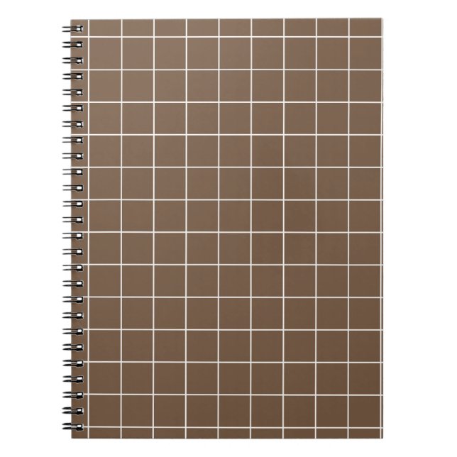 Brown aesthetic grid pattern background notebook (Front)