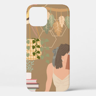 Brown Aesthetic Woman Reading Book iPhone 12 Pro Case