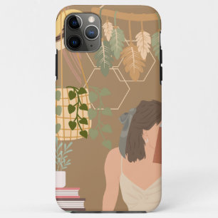 Brown Aesthetic Woman Reading Book iPhone 11 Pro Max Case