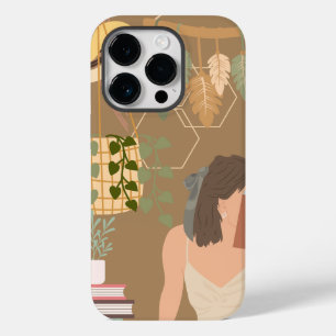 Brown Aesthetic Woman Reading Book Case-Mate iPhone 14 Pro Case