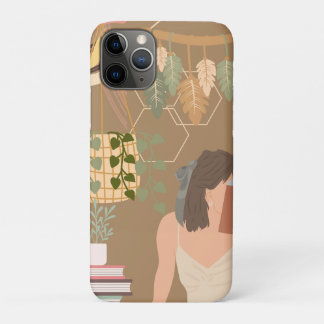 Brown Aesthetic Woman Reading Book iPhone 11 Pro Case