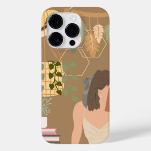 Brown Aesthetic Woman Reading Book Case-Mate iPhone 14 Pro Case