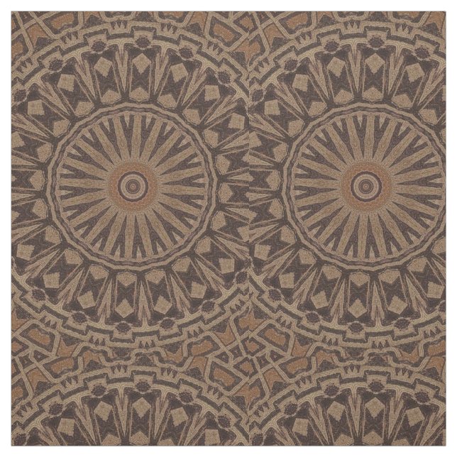 Brown Africa Mudcloth Circle Print Pattern Fabric (Swatch)