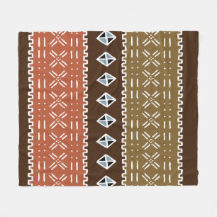 Brown African Pattern Fleece Blanket, 50"x60" Blanket