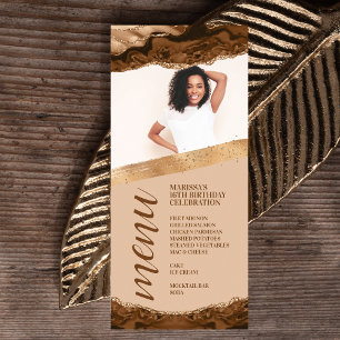 Brown Agate Photo Menu Card