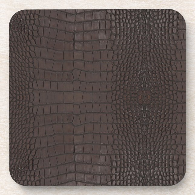 Brown Alligator Faux Leather Print Coaster (Front)
