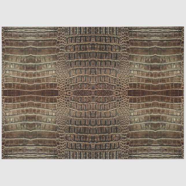Brown Alligator Leather Anomal Print Tissue Paper (Front)