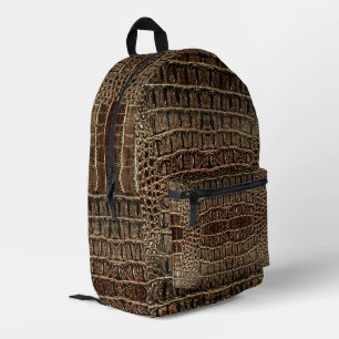 Brown Alligator Leather  Printed Backpack