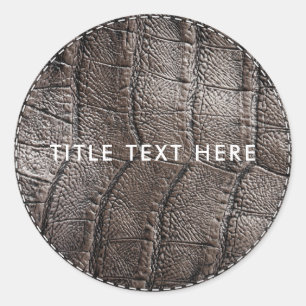 Brown Alligator Leather Texture & Stitching Classic Round Sticker