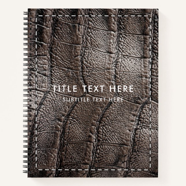 Brown Alligator Leather Texture & Stitching Notebook (Front)