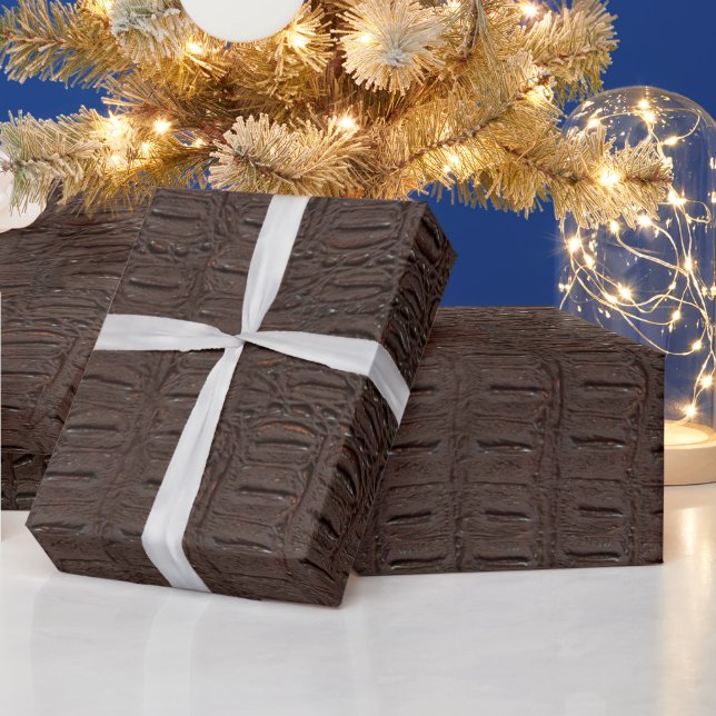 Brown Alligator Skin Print 2 Wrapping Paper (Holidays)