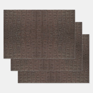 Brown Alligator Skin Print Wrapping Paper Sheet