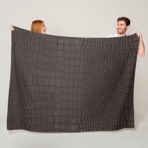 Brown Alligator Texture Print Fleece Blanket